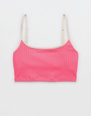 Aerie Top de Bikini de Línea Larga en Punto Elástico Ancho con Cuello Caído