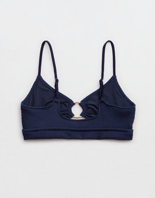 Aerie Top de Bikini Arrugado con Calado y Cuello Caído