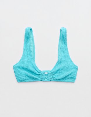 Aerie Crinkle Lace Up Scoop Bikini Top