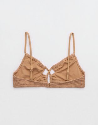 Aerie Shimmery Crinkle Lace Up Scoop Bikini Top