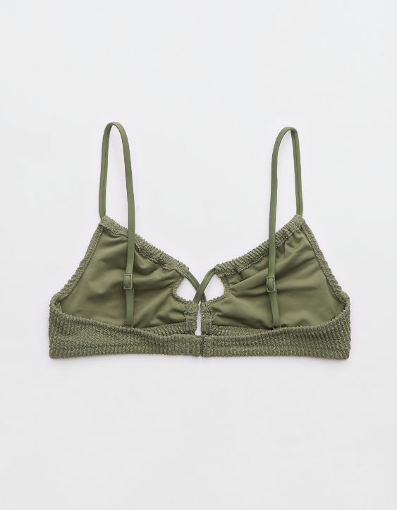 Aerie Shimmery Crinkle Lace Up Scoop Bikini Top