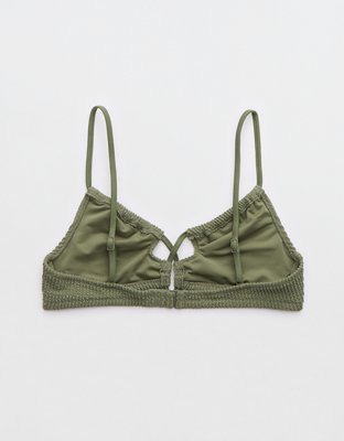 Aerie Shimmery Crinkle Lace Up Scoop Bikini Top