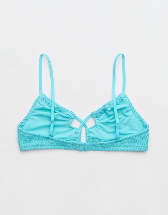 Aerie Shimmery Crinkle Lace Up Scoop Bikini Top