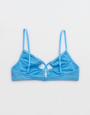 Aerie Shimmery Crinkle Lace Up Scoop Bikini Top