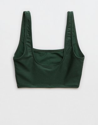Aerie Top de Bikini Shine Rib de Línea Larga con Cuello Caído