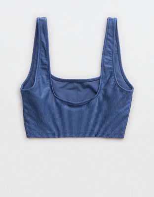 Aerie Top de Bikini Shine Rib de Línea Larga con Cuello Caído