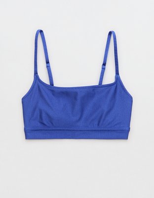Aerie Top de Bikini Shine Rib Straight con Cuello Caído