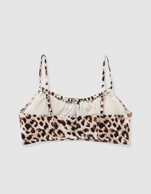 Aerie Top de bikini con cuello caído y plisado