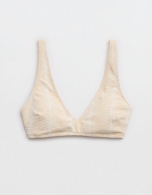 Aerie Top de Bikini de Jacquard con Escote V Bajo y Tiras Anchas