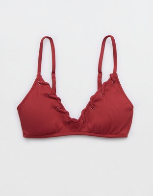 Aerie Top de Bikini en Punto Elástico Ancho con Escote V Bajo