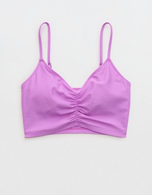 Aerie Bikini Top Plisado de Línea Larga con Cuello Caído