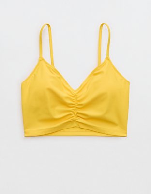 Aerie Bikini Top Plisado de Línea Larga con Cuello Caído