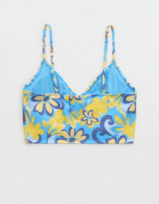 Aerie Bikini Top Plisado de Línea Larga con Cuello Caído