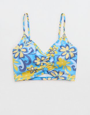 Aerie Bikini Top Plisado de Línea Larga con Cuello Caído