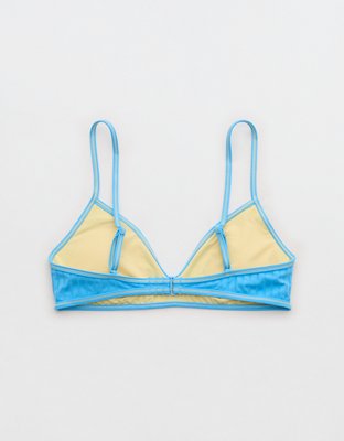 Верх бикини Skinny Voop, в рубчик — Aerie, цвет: Синий — фото 4