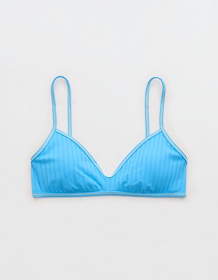 Верх бикини Skinny Voop, в рубчик — Aerie, цвет: Синий — фото 3