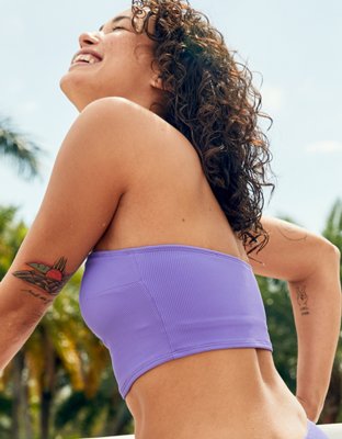 Aerie Ribbed Longline Bandeau Bikini Top