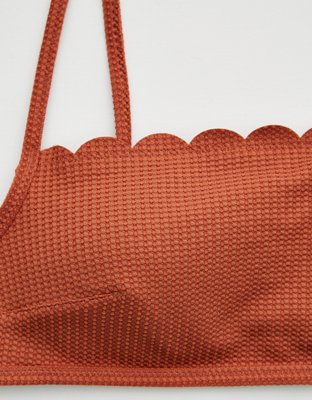 Aerie Waffle Scalloped Bandeau Bikini Top