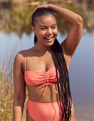 Ruched bandeau best sale bikini top