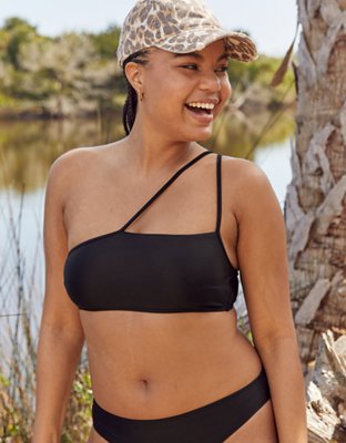 aerie pop one shoulder bandeau bikini top