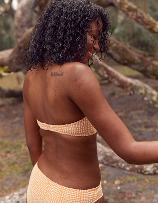 Aerie Jacquard Tie Bandeau Bikini Top