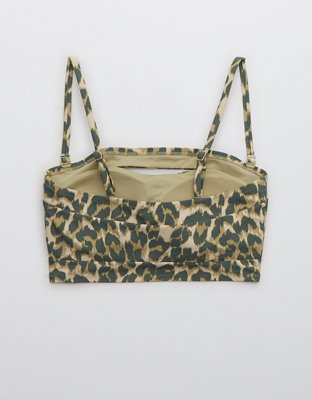 Aerie Leopard Split Longline Bandeau Bikini Top