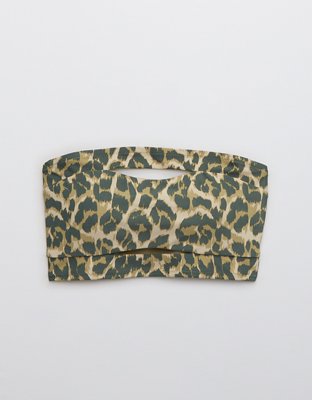 Aerie Leopard Split Longline Bandeau Bikini Top