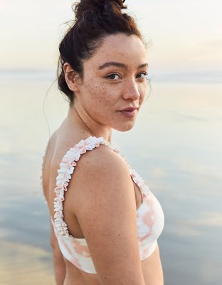 Верх бикини Printed, бандо, оборки — Aerie — фото 5