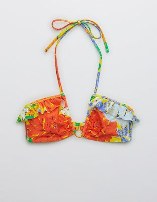 Aerie Top de bikini halter con volantes