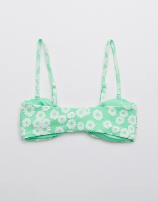 Aerie Jacquard Tie Front Bandeau Bikini Top