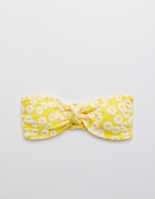 Aerie Jacquard Tie Front Bandeau Bikini Top