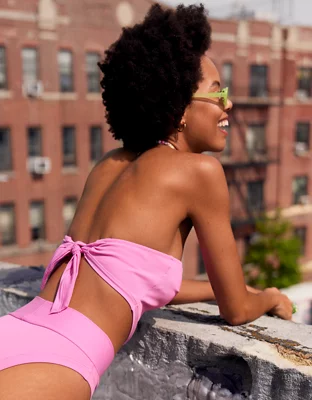 Aerie Ribbed Mix Bandana Bandeau Bikini Top