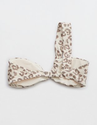 Aerie Top de bikini bandeau de leopardo con un solo hombro
