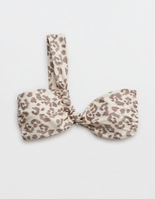 Aerie Top de bikini bandeau de leopardo con un solo hombro