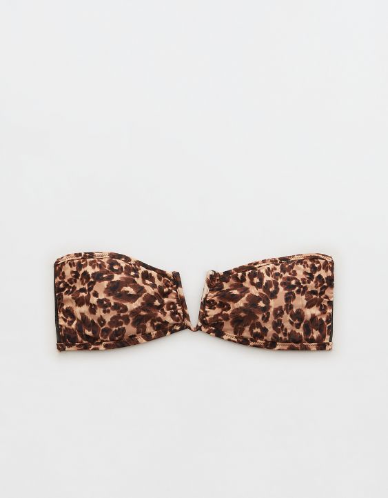 Aerie Leopard Mesh V Wire Bandeau Bikini Top