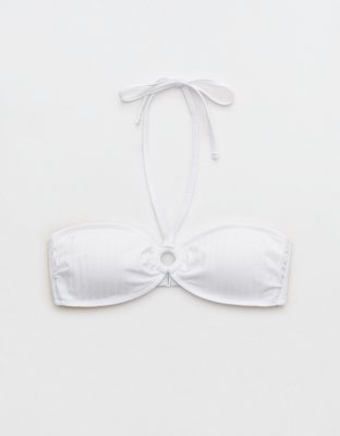 Aerie Top de Bikini Halter tipo Bandeau en Punto Elástico Ancho con Anillo