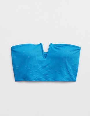 Aerie Top de Bikini tipo Bandeau de Piqué con Brillo y Aro en V