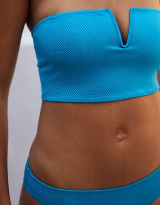 Aerie Shine Pique V Wire Bandeau Bikini Top