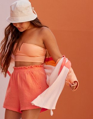 Aerie Shine Pique V Wire Bandeau Bikini Top