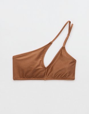 Aerie Shine Rib One Shoulder Bandeau Bikini Top