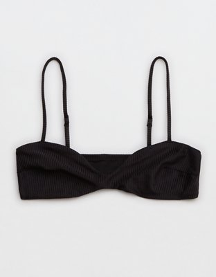Aerie Top de Bikini Estilo Bandeau Shine Rib con Cuello Caído