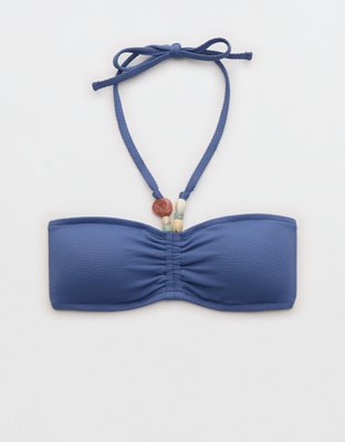 Aerie Pique Ruched Bandeau Bikini Top