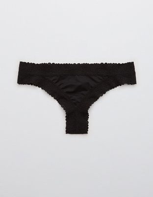 Aerie Sunnie Blossom Lace Cheeky Underwear In True Black