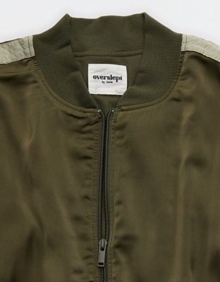 OVERSLEPT by Aerie Liquid Satin Bomber