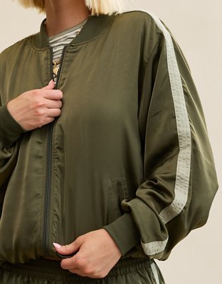 OVERSLEPT by Aerie Liquid Satin Bomber