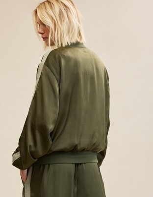 OVERSLEPT by Aerie Liquid Satin Bomber