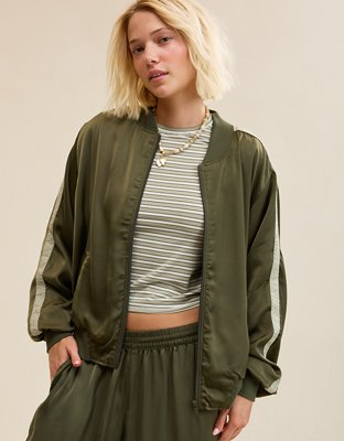 OVERSLEPT by Aerie Liquid Satin Bomber