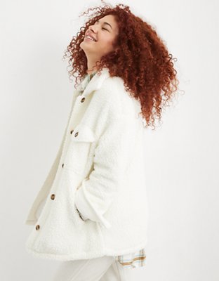 white sherpa shacket