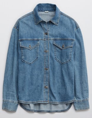 Женские джинсы Aerie Denim Shacket — фото 4