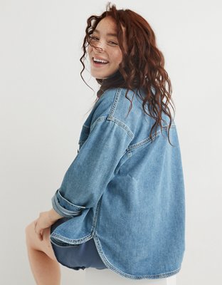 Женские джинсы Aerie Denim Shacket — фото 5